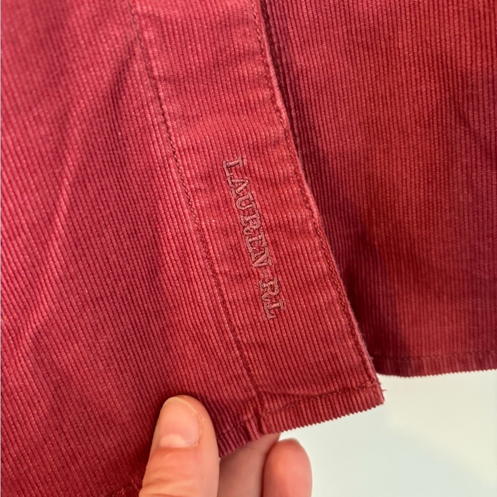VTG Lauren Ralph Lauren “Dry Goods" utility corduroy Shirt petite M dark pink - Picture 4 of 8